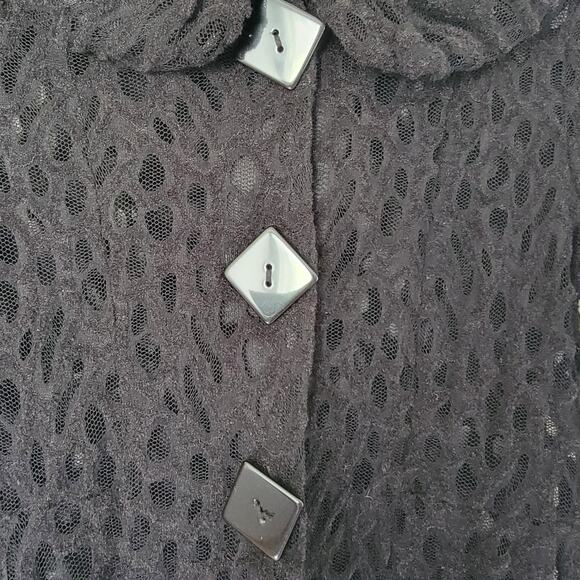 Yushi Black Cardigan Tunic Top Womens S 3/4 Sleeves Witchy Halloween Whimsygoth - Picture 5 of 11